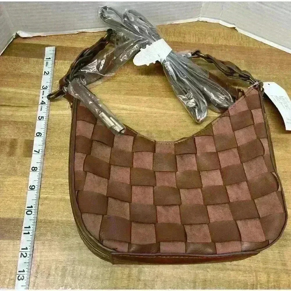 Time and Tru Women's Alice Crossbody Bag Brown Adjustable Handbag Shoulder Weave - Picture 9 of 9